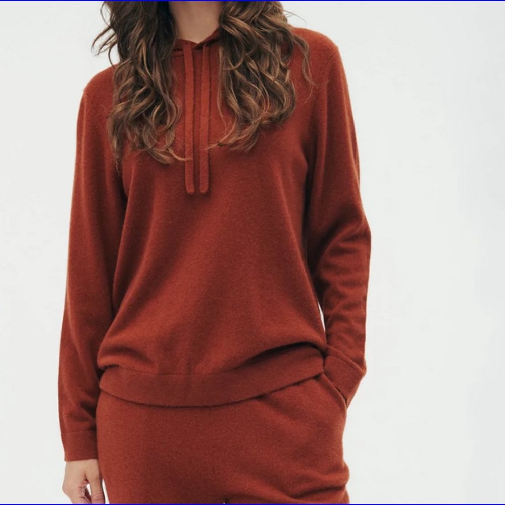 New The Cashmere Project Cashmere Hoodie Cropped Hoodie in Dusty Copper NWT $296